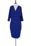 V-neck Faux Wrap Fitted Hidden Back Zipper Above the Knee Dress