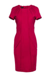 Round Neck Cap Sleeves Sheath Stretchy Pleated Sheath Dress/Midi Dress