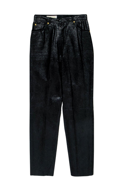 Escada - Black Straight Leg Trousers w/ Iridescent Rhinestones Strips –  Current Boutique