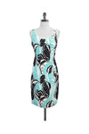 Scoop Neck General Print Hidden Back Zipper Pocketed Slit Sleeveless Dress