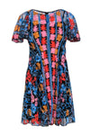 Floral Print Short Sleeves Sleeves Spring Summer Fit-and-Flare Scoop Neck Hidden Back Zipper Embroidered Fitted Dress