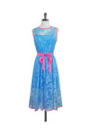 Flared-Skirt Hidden Back Zipper Tie Waist Waistline Sleeveless Dress