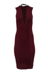 Lace-Up Plunging Neck Cocktail Sheath Sheath Dress