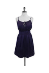 Self Tie Pleated Hidden Side Zipper Keyhole Dress