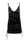Sexy V-neck Hidden Back Zipper Ruched Sleeveless Short Bodycon Dress/Little Black Dress