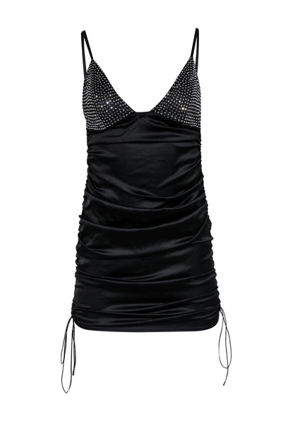 Sexy V-neck Short Ruched Hidden Back Zipper Sleeveless Bodycon Dress/Little Black Dress