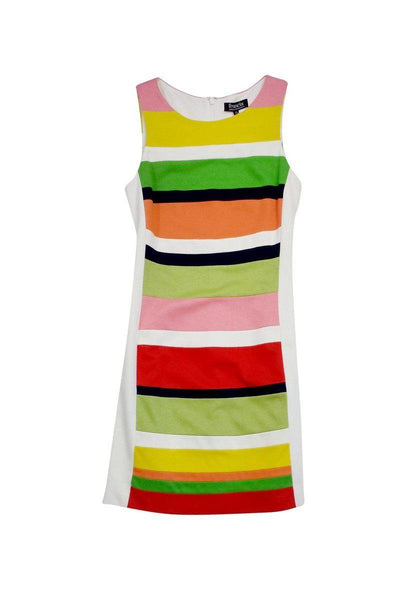 Sleeveless Striped Print Hidden Back Zipper Dress