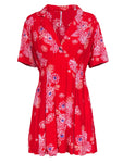 V-neck Floral Print Short Sleeves Sleeves Collared Turtleneck Winter Viscose Button Front Fitted Short Dress