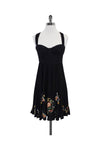 A-line Floral Print Racerback Hidden Back Zipper Embroidered Dress