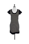 Scoop Neck Striped Print Hidden Back Zipper Bodycon Dress