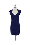 Back Zipper Plunging Neck Cap Sleeves Bandage Dress