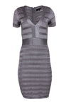 Cocktail Cutout Short Sleeves Sleeves Plunging Neck Striped Print Bandage Dress/Bodycon Dress