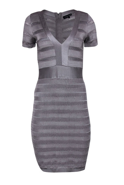 Cutout Plunging Neck Short Sleeves Sleeves Striped Print Cocktail Bandage Dress/Bodycon Dress