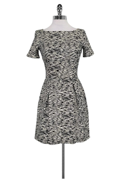 Animal Zebra Print Back Zipper Short Sleeves Sleeves Dress