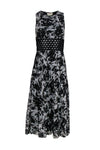 Round Neck Polyamide Fitted Mesh Floral Print Maxi Dress
