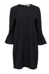 Hidden Back Zipper Shift Scoop Neck Bell Sleeves Little Black Dress