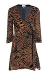 Sexy V-neck Wrap Animal Tiger Striped Print Viscose Dress