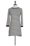 Striped Print Fitted Side Zipper Dress