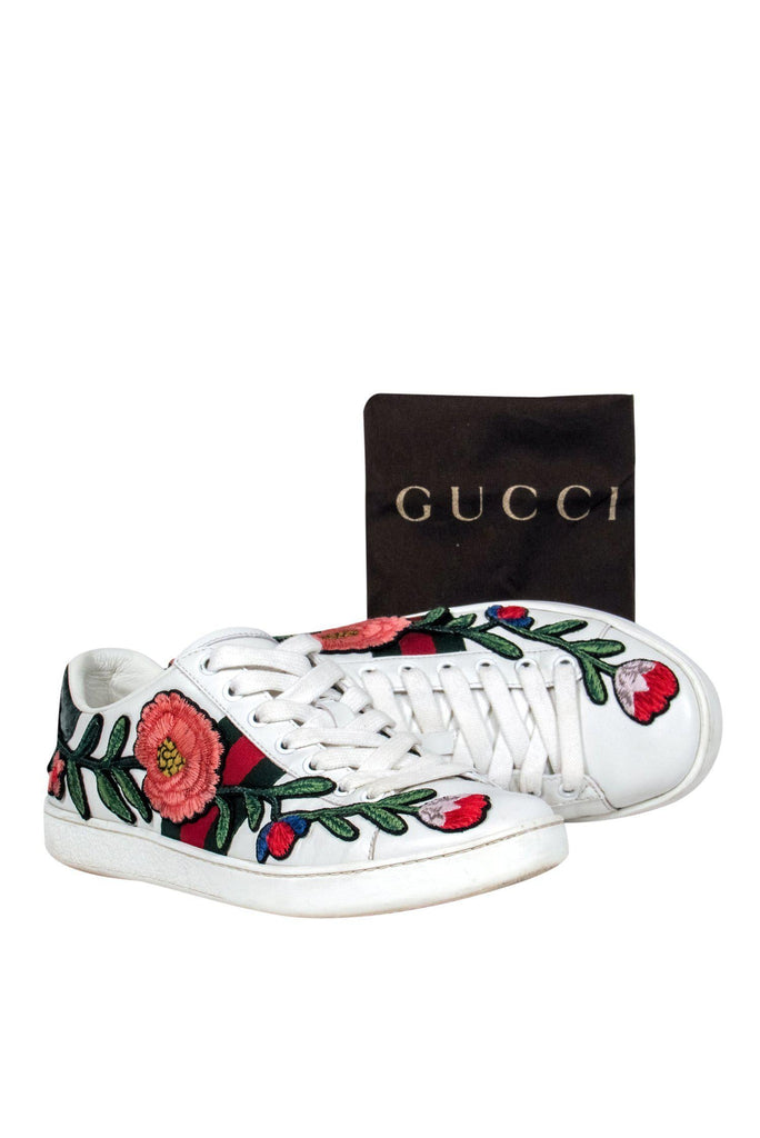 bladre skitse pasta Gucci - White Floral Embroidered Low Top Sneakers Sz 7.5 – Current Boutique