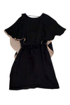 Round Neck Above the Knee Hidden Back Zipper Belted Polyester Little Black Dress