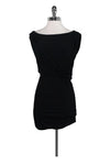 Round Neck Cocktail Fitted Gathered Sleeveless Little Black Dress