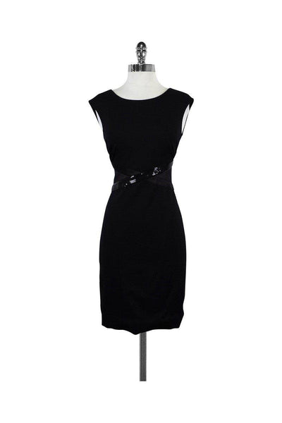 Sleeveless Mesh Hidden Back Zipper Sequined Beaded Sheath Sheath Dress/Little Black Dress