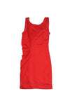 Scoop Neck Polyester Asymmetric Gathered Hidden Back Zipper Sleeveless Dress