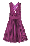 Sexy Swing-Skirt Fit-and-Flare Sleeveless Hidden Side Zipper Fitted Accordion Pleated Short Polyester Dress