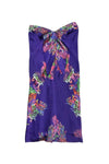 Strapless Floral Print Silk Hidden Back Zipper Dress