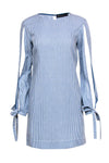 Long Sleeves Shift Hidden Back Zipper Striped Print Scoop Neck Dress