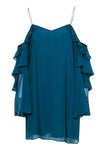 Shift Silk Semi Sheer Dress With Ruffles