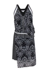 V-neck Draped Asymmetric General Print Polyester Leather Trim Sheath Sheath Dress/Party Dress