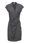 Cap Sleeves Cowl Neck Plunging Neck Sheath Ruched Hidden Side Zipper Gathered Sheath Dress