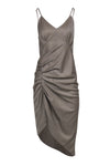 Sleeveless Fitted Ruched Cocktail Party Dress/Midi Dress