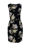 Floral Print Cotton Sleeveless Spring Shift Cocktail Little Black Dress