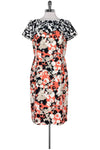 Sophisticated Hidden Back Zipper Slit Floral Print Round Neck Short Sleeves Sleeves Midi Dress