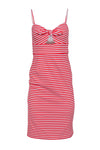 Striped Print Sleeveless Summer Keyhole Midi Dress With a Bow(s)