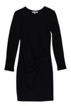 Long Sleeves Above the Knee Round Neck Fitted Gathered Evening Dress