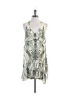 V-neck Abstract Print Sleeveless Tiered Dress