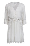 V-neck Summer Button Front Embroidered Drawstring Short Sleeves Sleeves Sheath Beach Dress/Sheath Dress