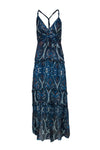 V-neck Pleated Hidden Side Zipper Racerback Tiered Sleeveless Paisley Print Maxi Dress With a Bow(s)