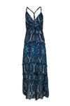 V-neck Racerback Tiered Hidden Side Zipper Pleated Sleeveless Paisley Print Maxi Dress With a Bow(s)