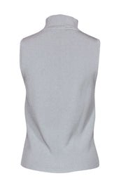 Current Boutique-Intermix - Light Blue Sparkly Ribbed Sleeveless Mock Neck Sweater w/ Cutout Sz XL