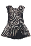 Dropped Waistline Short Sleeves Sleeves Sheer Back Zipper Animal Print Dress