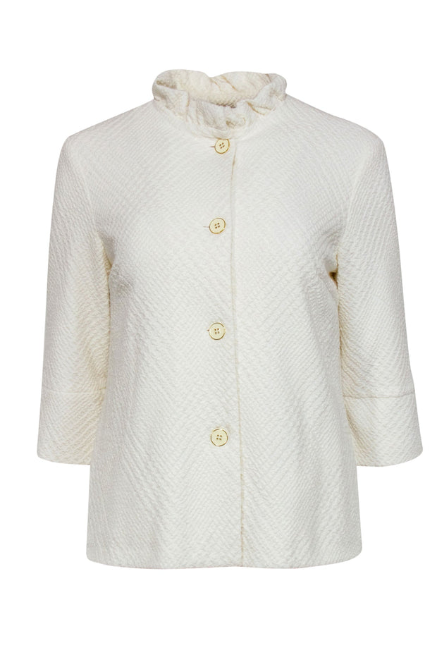 J. McLaughlin - Ivory Textured Button-Up Jacket Sz S – Current