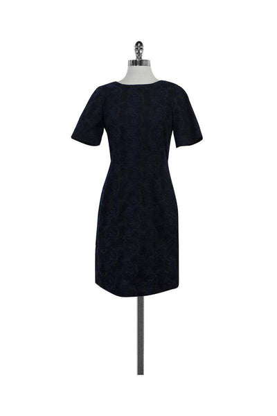 A-line Short Sleeves Sleeves Back Zipper Embroidered V Back Floral Print Crew Neck Dress