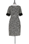 Sophisticated Fitted Hidden Back Zipper Mesh Trim Tweed 2011 Dress