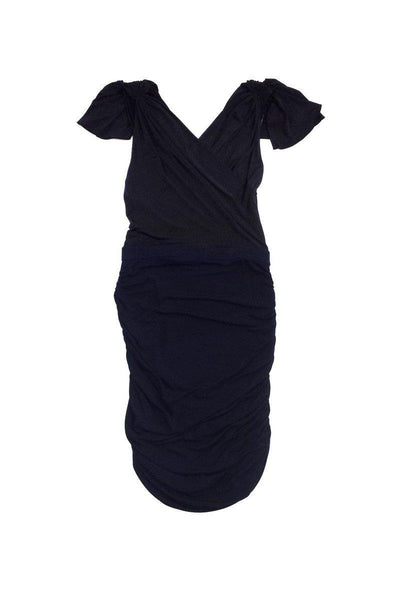 V-neck Elasticized Waistline Sleeveless Viscose Hidden Side Zipper Dress With Ruffles