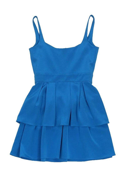 Round Neck Above the Knee Fitted Front Zipper Peplum Party Dress