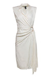 Sheath Viscose Button Front Sheath Dress/Midi Dress With a Sash